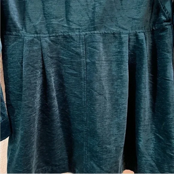 Soft Surroundings teal velvet button up tunic blouse - Picture 5 of 8